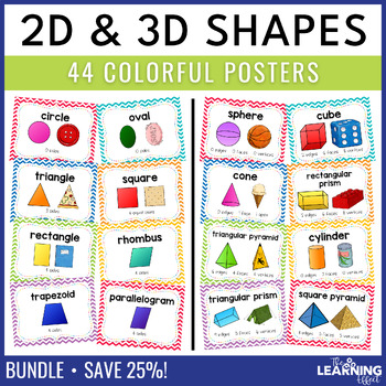 Preview of 2D and 3D Shape Attributes Posters BUNDLE | Geometry Vocabulary Anchor Charts