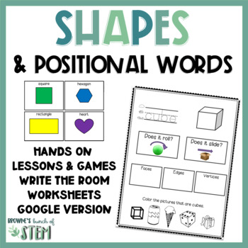 Preview of 2D/3D Shapes & Positional Words {Digital & Print}: Lessons, Notebook, Games