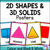 2D & 3D Shapes Posters for Math Wall - Cone, Cube, Sphere,