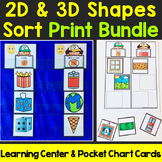 2D & 3D Shapes Sort Learning Center & Pocket Chart Cards P