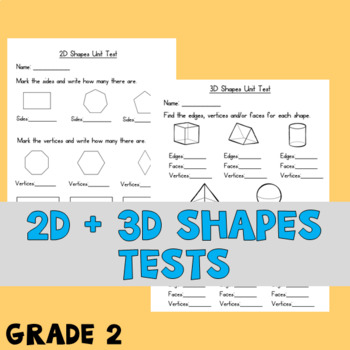 Preview of 2D + 3D Shapes Tests for  Grade 2