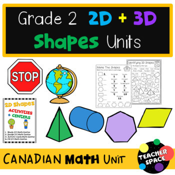 Preview of 2D + 3D Shapes Unit for Grade 2 (Canadian Math)