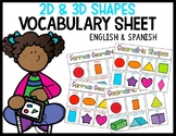 2D & 3D Shapes Vocabulary Pack | Spanish & English