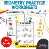 2nd Grade Geometry Practice Worksheets 2D & 3D Shapes, Fac