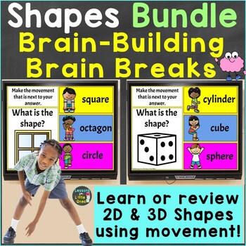 Preview of 2D & 3D Shapes with Movement Brain Breaks Bundle Shape Identification Activities