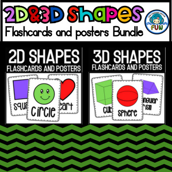 Preview of 2D&3Dshapes flashcards and Posters Bundle