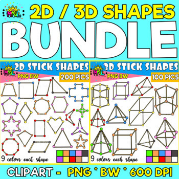 Preview of 2D And 3D SHAPES STEM Polygons Clip Art BUNDLE