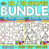 2D And 3D SHAPES STEM Polygons Clip Art BUNDLE