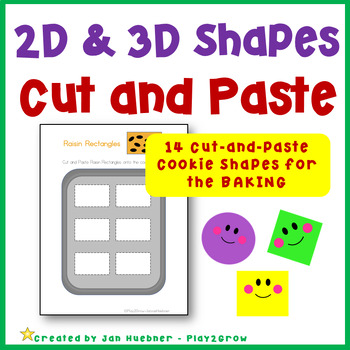 Preview of 2D  Shapes and  Shape Words  Cookies Activity Preschool Kindergarten Cut & Past