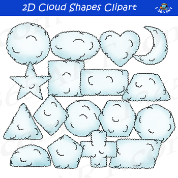 Preview of 2D Cloud Shapes Clipart