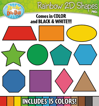 Preview of Rainbow 2D Shapes Clipart {Zip-A-Dee-Doo-Dah Designs}