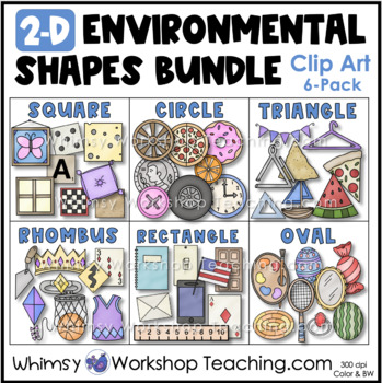 Preview of 2D Environmental Shapes In Every Day Life Geometry Clip Art 6Pack