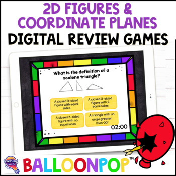 Preview of 5th Grade 2D Figures Digital Math Review Games BalloonPop™