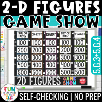 Preview of 2D Figures Game Show 5th Grade Math | 2D Shapes Math Review Game | 5.G.3 + 5.G.4