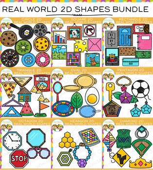 Preview of 2D Shapes Real Life Objects Clip Art Big Bundle