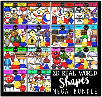 Preview of 2D Real World Shapes Clip Art Mega Bundle {Educlips Clipart}