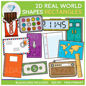 Preview of 2D Shapes Real Life Objects Clip Art: Rectangles