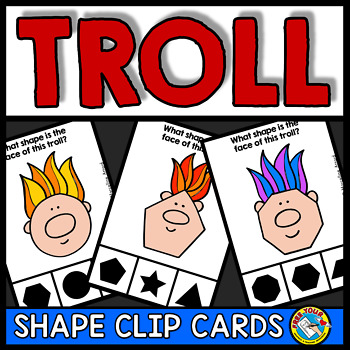 Preview of 2D SHAPE MATCHING ACTIVITY KINDERGARTEN SORT CLIP CARD TASK IDENTIFY TROLLS FACE