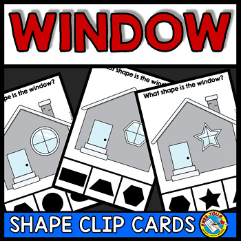 Preview of 2D SHAPE MATCHING ACTIVITY KINDERGARTEN MATH WINDOW SORT CLIP CENTER TASK CARDS