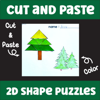 Preview of 2D SHAPE PUZZLES, Cut and Paste Shapes, Summer - Craft Activity, Math / Logic