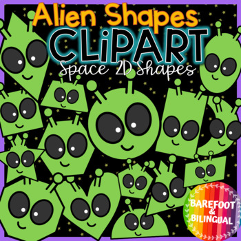 Preview of 2D Shape Alien Clipart - Outer Space Clipart