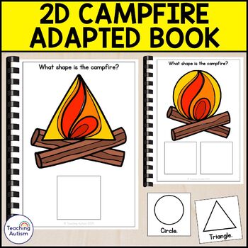 Preview of 2D Shape Campfire Adapted Books | Camping Adapted Books for Special Education