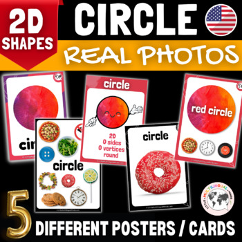 Preview of 2D Shape: Circle Posters with Real Photos | Classroom Decor | PreK, Kindergarten