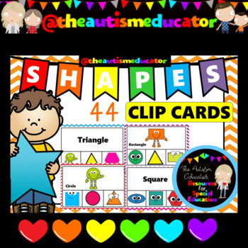 Preview of 2D Shape Clip Cards for Autism and Special Education