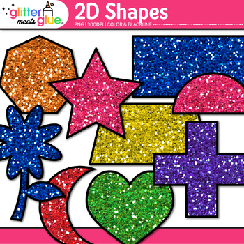 Glitter Shapes Clip Art 2D by Dancing Crayon Designs