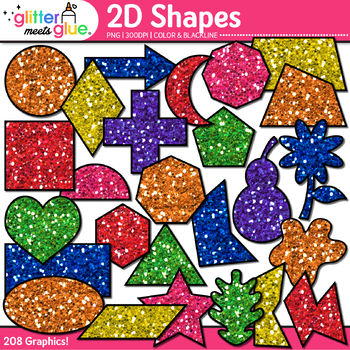 Preview of 2D Shape Clipart Images: 208 Simple Glitter Math Clip Art Commercial Use PNG