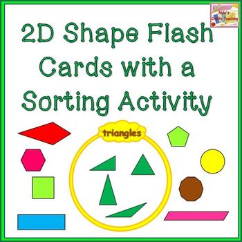 Preview of 2D Shapes - Flash Cards with Venn Diagram Sorting Activity
