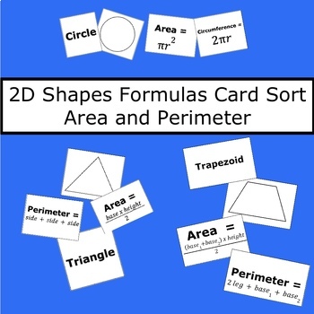Preview of 2D Shape Formulas Card Sort - Interactive Geometry Activity
