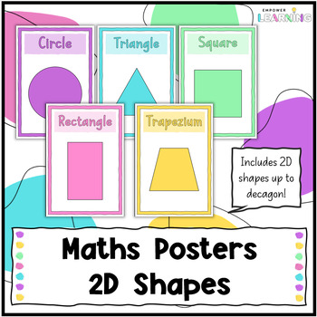 Preview of 2D Shape Names Pastel Posters for Classroom Display