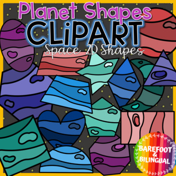 Preview of 2D Shape Planets Clipart - Outer Space Clipart