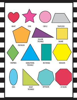 2D Shape Posters - 2D Shape Printables - Black and White Classroom Decor