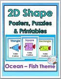 2D Shape Posters Puzzles & Printables Ocean Theme Classroom Decor