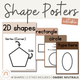 2D Shape Posters | Ombre Neutral Math Classroom Decor