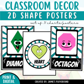 Preview of 2D Shape Posters | Superhero Theme Classroom Decor for Shape Recognition