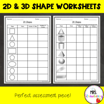 2d and 3d shape properties worksheets by mrs strawberry tpt