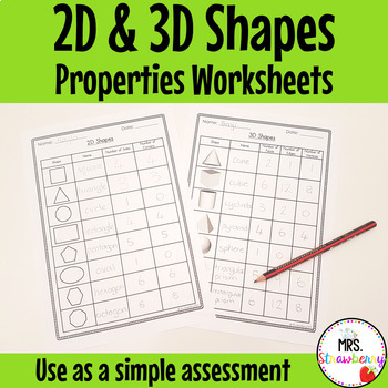 Preview of 2D and 3D Shape Properties Worksheets