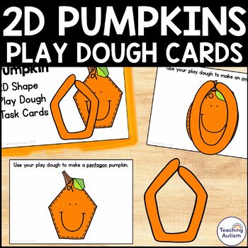 Preview of 2D Shape Pumpkin Play Dough | Fall Play Dough Cards