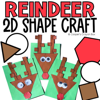 Preview of 2D Shape Reindeer Craft | Christmas Math 