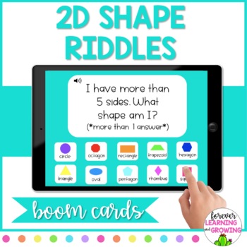 Preview of 2D Shape Riddles Boom Cards for Geometry