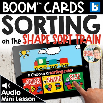 Preview of Sorting by Attributes Boom™ Cards for Kindergarten | Includes Audio Lesson