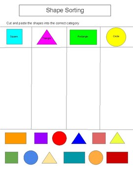 2d shape sorting cut and paste worksheets teaching resources tpt