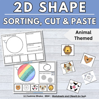 Preview of 2D Shape Sorting Cut and Paste | Shape Sort Math Worksheets