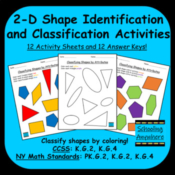 Preview of 2D Shape Sorting by Attributes - Color to Identify and Classify Shapes - PDF