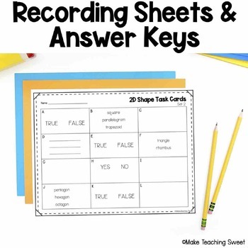 2D Shape Task Cards - Shapes & Attributes - Geometry Math Center