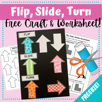 Preview of 2D Shape Transformations Crafts - Flip, Slide, Turn (Rotate) - 2 Pack FREEBIE!