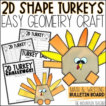 Preview of 2D Shape Turkey Activity | Geometry & Graphing Thanksgiving Math Craft